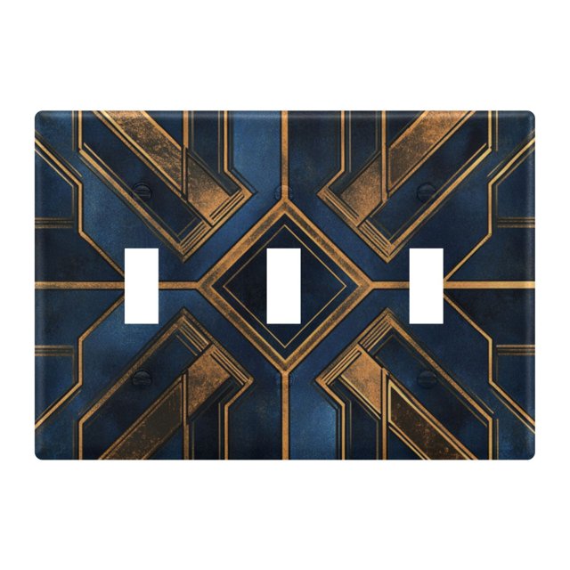 Yayeee Toggle Light Switch Wall Plate 3-Gang 6.37"x4.48" Decorative Outlet Cover, Elegant Geometric Pattern
