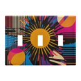thumbnail image 1 of Yayeee Toggle Light Switch Wall Plate 3-Gang 6.37"x4.48" Decorative Outlet Cover, Futuristic Circles, 1 of 7