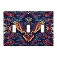 thumbnail image 1 of Yayeee Toggle Light Switch Wall Plate 3-Gang 6.37"x4.48" Decorative Outlet Cover, Geometric Eagle, 1 of 7