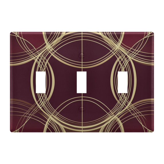 Yayeee Toggle Light Switch Wall Plate 3-Gang 6.37"x4.48" Decorative Outlet Cover, Gold Abstract Pattern