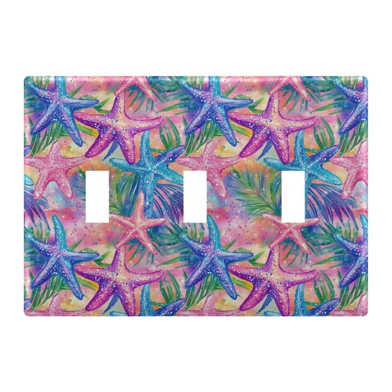 Yayeee Toggle Light Switch Wall Plate 3-Gang 6.37"x4.48" Decorative Outlet Cover, Gradient Starfish Pattern