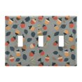 thumbnail image 1 of Yayeee Toggle Light Switch Wall Plate 3-Gang 6.37"x4.48" Decorative Outlet Cover, Gray Acorns Pattern, 1 of 7