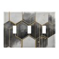 thumbnail image 1 of Yayeee Toggle Light Switch Wall Plate 3-Gang 6.37"x4.48" Decorative Outlet Cover, Gray Hexagons, 1 of 7