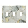 thumbnail image 1 of Yayeee Toggle Light Switch Wall Plate 3-Gang 6.37"x4.48" Decorative Outlet Cover, Gray Marble Pattern, 1 of 7