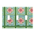 thumbnail image 1 of Yayeee Toggle Light Switch Wall Plate 3-Gang 6.37"x4.48" Decorative Outlet Cover, Green Blossom Mosaic, 1 of 7