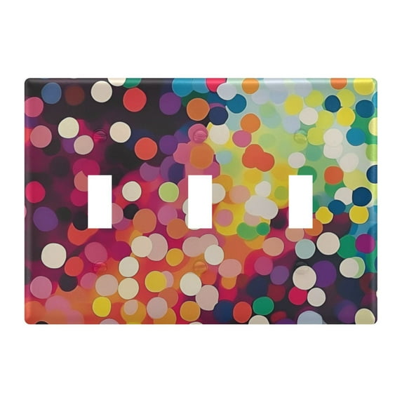 Yayeee Toggle Light Switch Wall Plate 3-Gang 6.37"x4.48" Decorative Outlet Cover, Green Colorful Circles