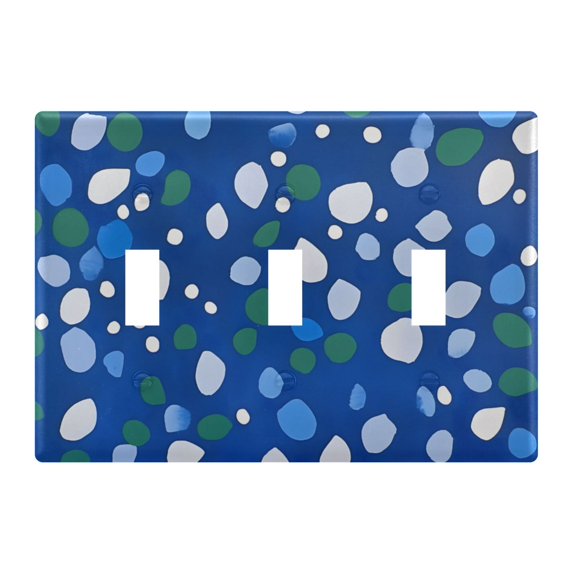 Yayeee Toggle Light Switch Wall Plate 3-Gang 6.37"x4.48" Decorative Outlet Cover, Green Dots