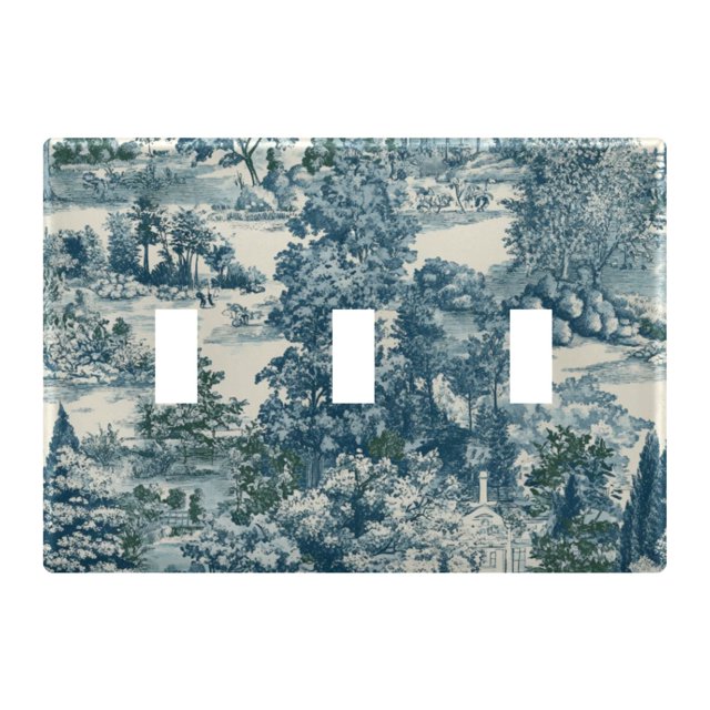 Yayeee Toggle Light Switch Wall Plate 3-Gang 6.37"x4.48" Decorative Outlet Cover, Green Flourishing Garden