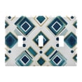 thumbnail image 1 of Yayeee Toggle Light Switch Wall Plate 3-Gang 6.37"x4.48" Decorative Outlet Cover, Green Geometric Pattern, 1 of 7