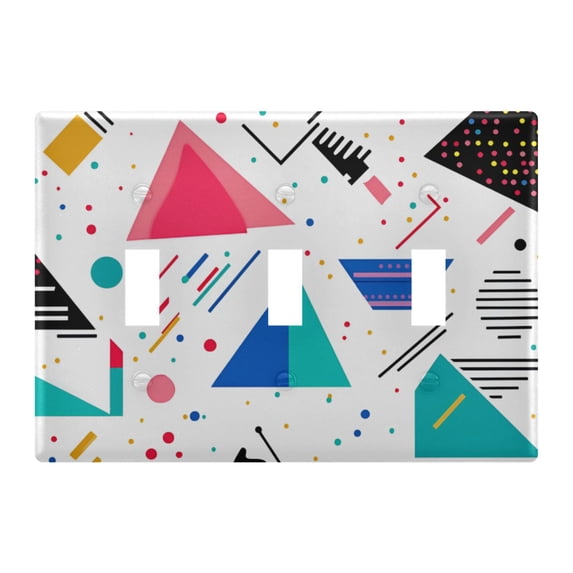Yayeee Toggle Light Switch Wall Plate 3-Gang 6.37"x4.48" Decorative Outlet Cover, Green Retro Triangles