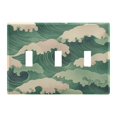 thumbnail image 1 of Yayeee Toggle Light Switch Wall Plate 3-Gang 6.37"x4.48" Decorative Outlet Cover, Green Wave Pattern, 1 of 7