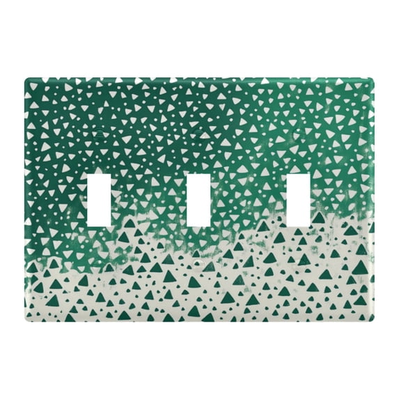 Yayeee Toggle Light Switch Wall Plate 3-Gang 6.37"x4.48" Decorative Outlet Cover, Green and White Pattern