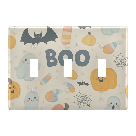 Yayeee Toggle Light Switch Wall Plate 3-Gang 6.37"x4.48" Decorative Outlet Cover, Halloween Cute Pumpkins