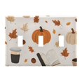thumbnail image 1 of Yayeee Toggle Light Switch Wall Plate 3-Gang 6.37"x4.48" Decorative Outlet Cover, Hand Drawn Pumpkin, 1 of 7