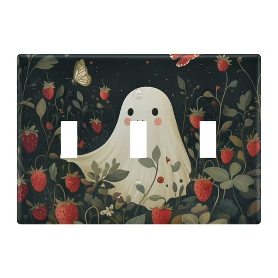 Yayeee Toggle Light Switch Wall Plate 3-Gang 6.37"x4.48" Decorative Outlet Cover, Happy Ghost