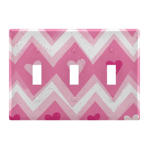 Yayeee Toggle Light Switch Wall Plate 3-Gang 6.37"x4.48" Decorative Outlet Cover, Heart Geometric