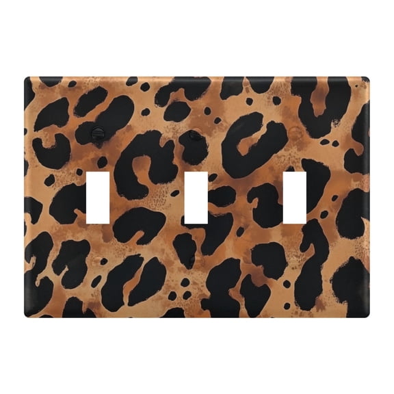 Yayeee Toggle Light Switch Wall Plate 3-Gang 6.37"x4.48" Decorative Outlet Cover, Leopard Pattern