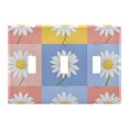 thumbnail image 1 of Yayeee Toggle Light Switch Wall Plate 3-Gang 6.37"x4.48" Decorative Outlet Cover, Light Blue Daisy, 1 of 7
