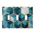 thumbnail image 1 of Yayeee Toggle Light Switch Wall Plate 3-Gang 6.37"x4.48" Decorative Outlet Cover, Light Blue Geometric Pattern, 1 of 7