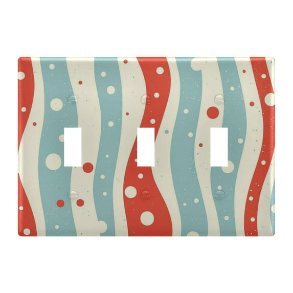 Yayeee Toggle Light Switch Wall Plate 3-Gang 6.37"x4.48" Decorative Outlet Cover, Light Blue Pattern
