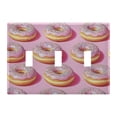 thumbnail image 1 of Yayeee Toggle Light Switch Wall Plate 3-Gang 6.37"x4.48" Decorative Outlet Cover, Light Pink Doughnuts, 1 of 7