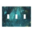 thumbnail image 1 of Yayeee Toggle Light Switch Wall Plate 3-Gang 6.37"x4.48" Decorative Outlet Cover, Magical Forest, 1 of 7