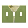thumbnail image 1 of Yayeee Toggle Light Switch Wall Plate 3-Gang 6.37"x4.48" Decorative Outlet Cover, Martini with Olive, 1 of 7
