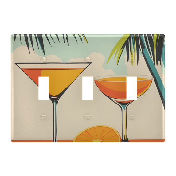 Yayeee Toggle Light Switch Wall Plate 3-Gang 6.37"x4.48" Decorative Outlet Cover, Mid Century Glasses