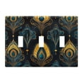 thumbnail image 1 of Yayeee Toggle Light Switch Wall Plate 3-Gang 6.37"x4.48" Decorative Outlet Cover, Navy Blue Art Pattern, 1 of 7