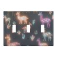 thumbnail image 1 of Yayeee Toggle Light Switch Wall Plate 3-Gang 6.37"x4.48" Decorative Outlet Cover, Neon Llamas Pattern, 1 of 7