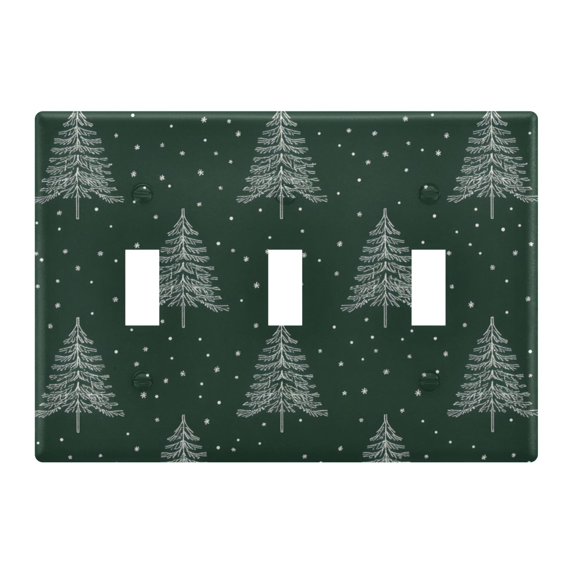 Yayeee Toggle Light Switch Wall Plate 3-Gang 6.37"x4.48" Decorative Outlet Cover, New Year Tree Pattern