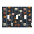 thumbnail image 1 of Yayeee Toggle Light Switch Wall Plate 3-Gang 6.37"x4.48" Decorative Outlet Cover, Orange Checkered Pattern, 1 of 7
