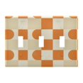 thumbnail image 1 of Yayeee Toggle Light Switch Wall Plate 3-Gang 6.37"x4.48" Decorative Outlet Cover, Orange Checkered Pattern, 1 of 7