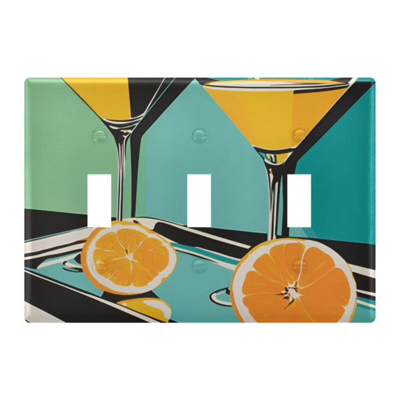 Yayeee Toggle Light Switch Wall Plate 3-Gang 6.37"x4.48" Decorative Outlet Cover, Orange Glasses