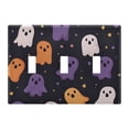 thumbnail image 1 of Yayeee Toggle Light Switch Wall Plate 3-Gang 6.37"x4.48" Decorative Outlet Cover, Orange Halloween Ghosts, 1 of 7