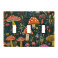 thumbnail image 1 of Yayeee Toggle Light Switch Wall Plate 3-Gang 6.37"x4.48" Decorative Outlet Cover, Orange Mushroom, 1 of 7