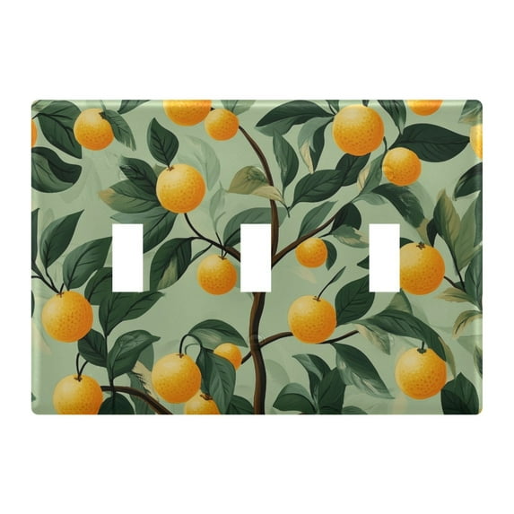 Yayeee Toggle Light Switch Wall Plate 3-Gang 6.37"x4.48" Decorative Outlet Cover, Orange Tree