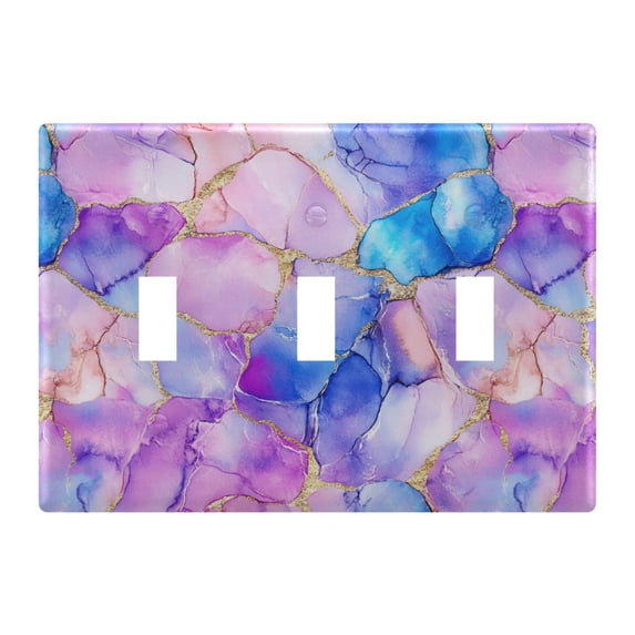 Yayeee Toggle Light Switch Wall Plate 3-Gang 6.37"x4.48" Decorative Outlet Cover, Pastel Pink Marble Pattern