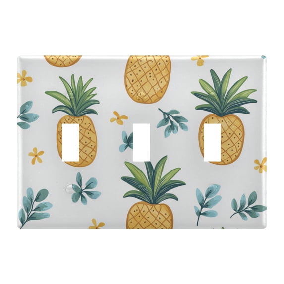 Yayeee Toggle Light Switch Wall Plate 3-Gang 6.37"x4.48" Decorative Outlet Cover, Pineapple