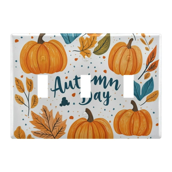 Yayeee Toggle Light Switch Wall Plate 3-Gang 6.37"x4.48" Decorative Outlet Cover, Pumpkins Pattern
