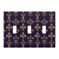 thumbnail image 1 of Yayeee Toggle Light Switch Wall Plate 3-Gang 6.37"x4.48" Decorative Outlet Cover, Purple Flowers Pattern, 1 of 7