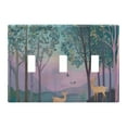 thumbnail image 1 of Yayeee Toggle Light Switch Wall Plate 3-Gang 6.37"x4.48" Decorative Outlet Cover, Purple Forest Scene, 1 of 7