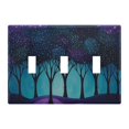 thumbnail image 1 of Yayeee Toggle Light Switch Wall Plate 3-Gang 6.37"x4.48" Decorative Outlet Cover, Purple Moonlight Forest, 1 of 7