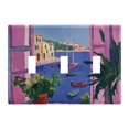 thumbnail image 1 of Yayeee Toggle Light Switch Wall Plate 3-Gang 6.37"x4.48" Decorative Outlet Cover, Purple Window Scene, 1 of 7