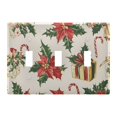 thumbnail image 1 of Yayeee Toggle Light Switch Wall Plate 3-Gang 6.37"x4.48" Decorative Outlet Cover, Red Christmas Poinsettia, 1 of 7