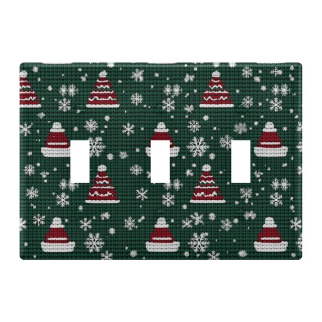 Yayeee Toggle Light Switch Wall Plate 3-Gang 6.37"x4.48" Decorative Outlet Cover, Red Christmas Trees