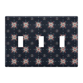 Yayeee Toggle Light Switch Wall Plate 3-Gang 6.37"x4.48" Decorative Outlet Cover, Red Fireworks Pattern