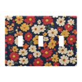 thumbnail image 1 of Yayeee Toggle Light Switch Wall Plate 3-Gang 6.37"x4.48" Decorative Outlet Cover, Red Floral, 1 of 7