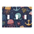 thumbnail image 1 of Yayeee Toggle Light Switch Wall Plate 3-Gang 6.37"x4.48" Decorative Outlet Cover, Red Jellyfish, 1 of 7