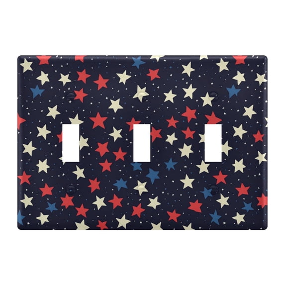 Yayeee Toggle Light Switch Wall Plate 3-Gang 6.37"x4.48" Decorative Outlet Cover, Red Starry Pattern